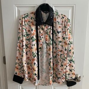 SISTER JANE CODA FLORAL BLOUSE - CREAM, GREEN, ORANGE / M